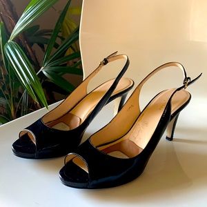 Cole Haan Black Patent Margot Sling Heels